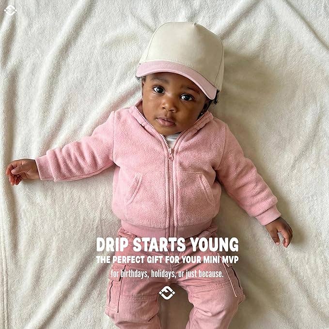 Kids Two Tone Vintage Cap - Light Pink/Beige - Premium Trucker Cap from Funky Junque - Just $15.95! Shop now at Pat's Monograms
