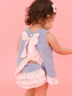 Baby Girls Blue Seersucker Ruffle Swing Top & Bloomer Set - Premium Baby & Toddler Outfits from RuffleButts + RuggedButts - Just $45.95! Shop now at Pat's Monograms