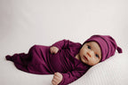 Knotted Newborn Baby Gown Plum Purple - Premium baby and Toddler Outfits from Three Little Tots - Just $26.95! Shop now at Pat's Monograms