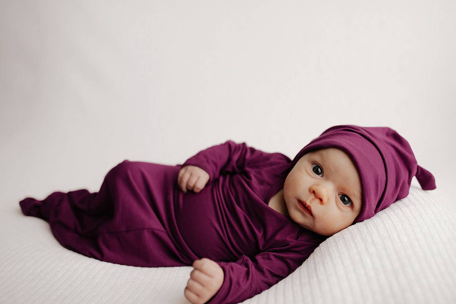 Knotted Newborn Baby Gown Plum Purple - Premium baby and Toddler Outfits from Three Little Tots - Just $26.95! Shop now at Pat's Monograms