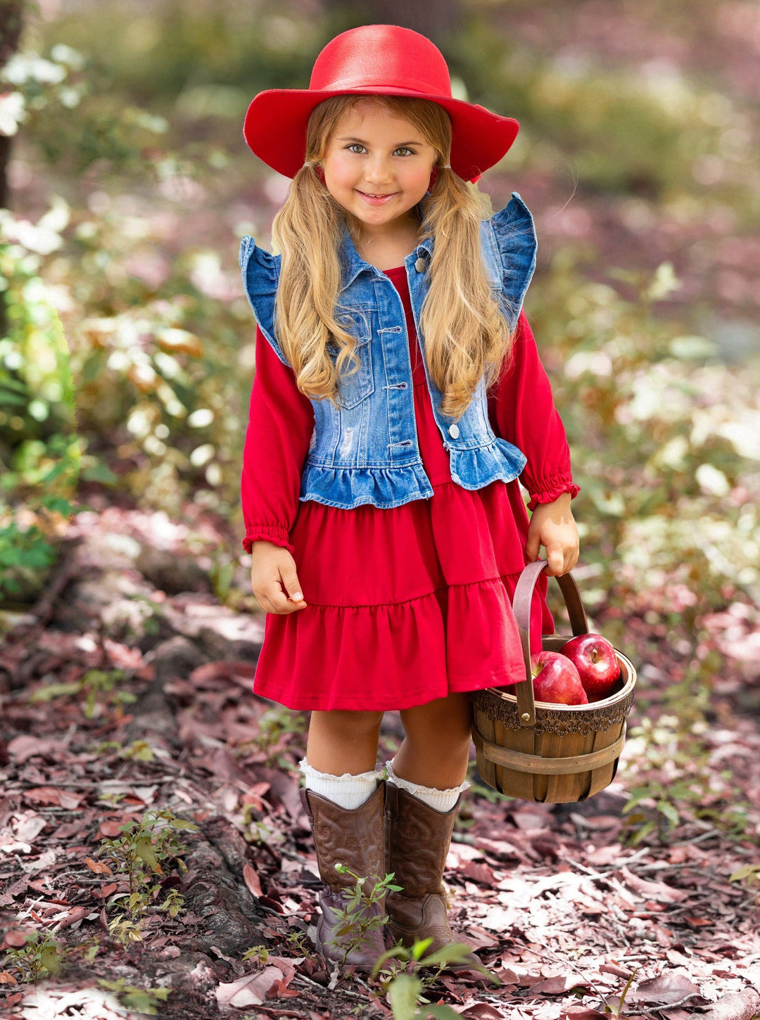 Always In Style Denim Vest & Red Dress Set - Premium Youth Apparel from Mia Belle Girls - Just $29.95! Shop now at Pat's Monograms