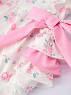 Floral Baby Girls Bow Ruffle Romper - Premium Baby & Toddler Outfits from Rylee Faith Designs - Just $26.95! Shop now at Pat's Monograms