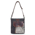 Canvas & Leather Women's Crossbody Bag - Silver/Onyx - Premium crossbody from Sixtease Bags USA - Just $44.95! Shop now at Pat's Monograms