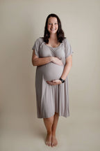 Harbor Mist Maternity Mommy Labor and Delivery/ Nursing Gown - Premium Maternity Clothing from Three Little Tots - Just $33! Shop now at Pat's Monograms
