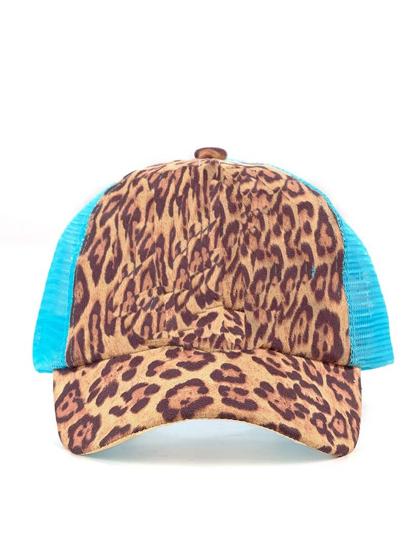 GIRLS Leopard & Turquoise Mesh Hat - Premium baseball cap from GRACE+EMMA by Southern Grace - Just $8.95! Shop now at Pat's Monograms