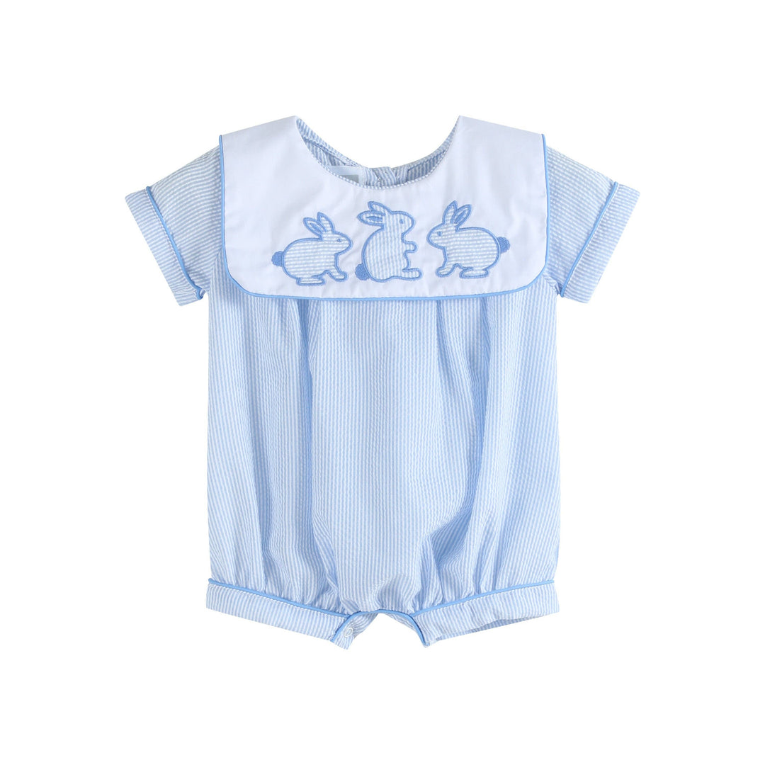 Blue Stripe Bunny Romper - Premium Baby & Toddler Outfits from Lil Cactus - Just $38.95! Shop now at Pat's Monograms