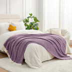 SS Heather Purple Soft Knitted Throw Blanket-Throw/Twin - Premium blankets from DreamValley - Just $42.95! Shop now at Pat's Monograms