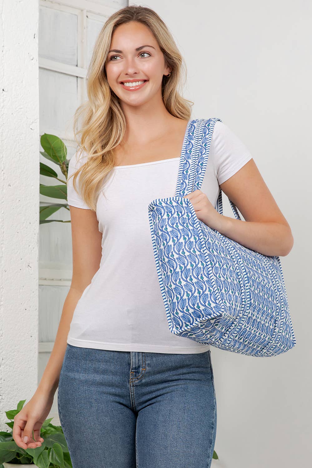 Floral Quilted Cotton Tote Bag - Climbing Vines - Premium Bags and Totes from LA Soul - Just $34.95! Shop now at Pat's Monograms