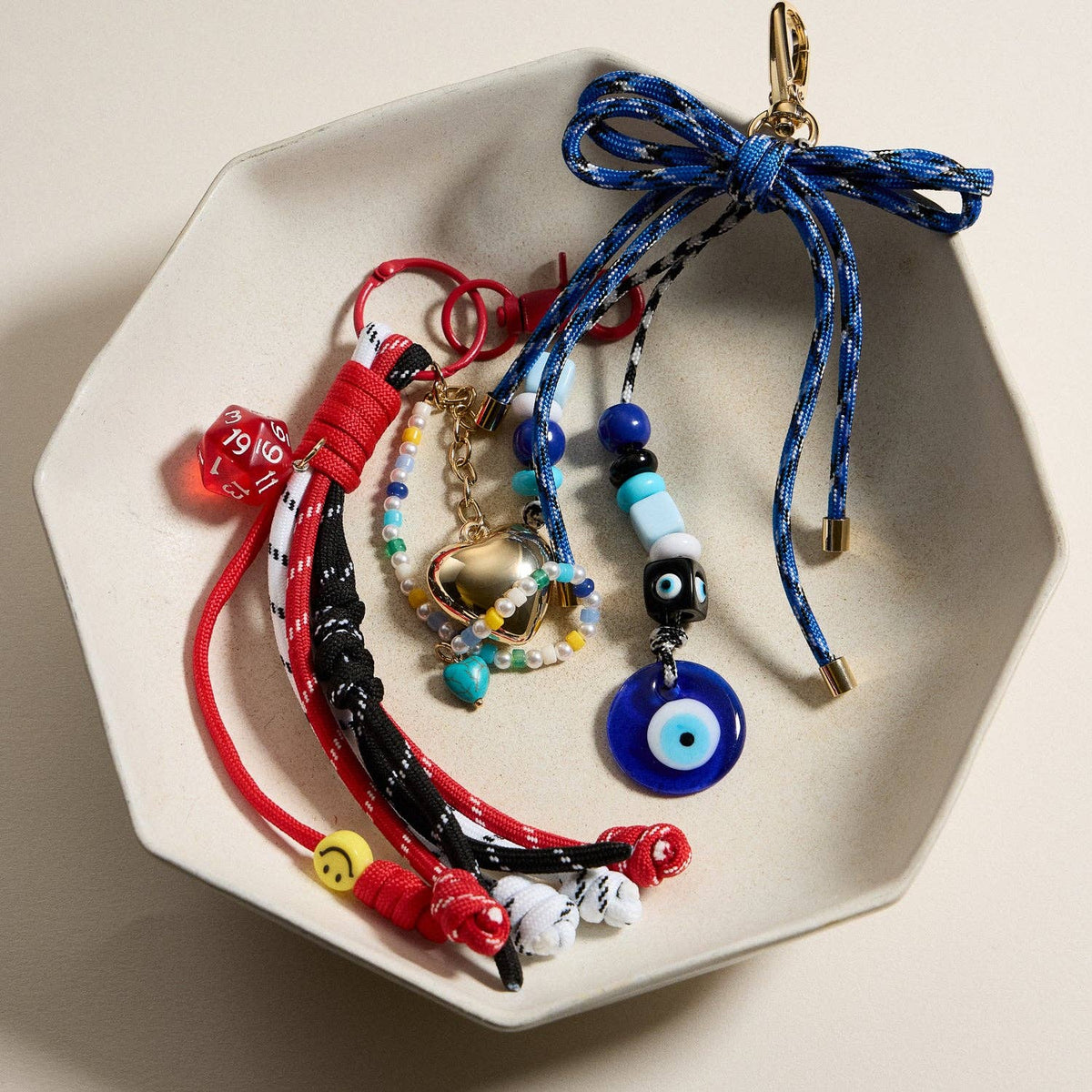 Elegant Beaded Keychain | Blue Evil Eye Charm — Frem
