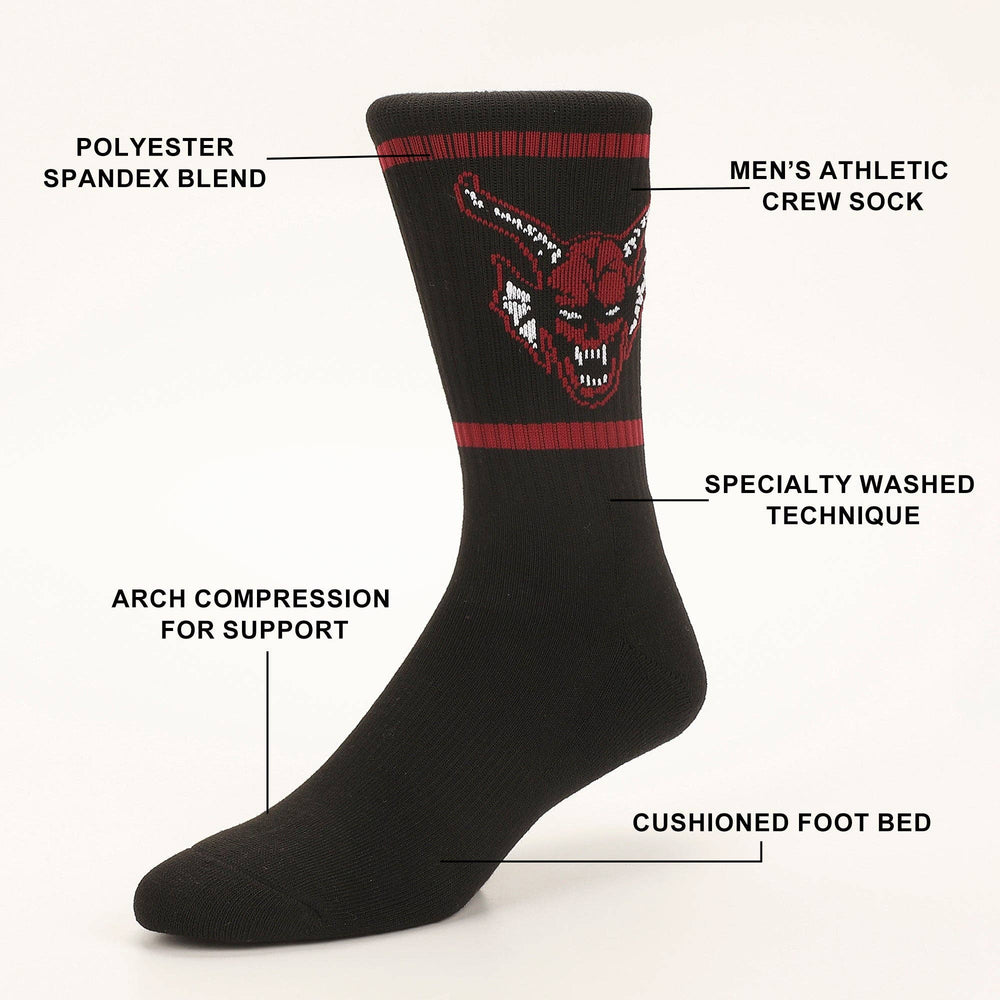 Stranger Things Hellfire Club Stripes Mens Athletic Crew Socks - Premium socks from Bioworld Merchandising - Just $11.95! Shop now at Pat's Monograms
