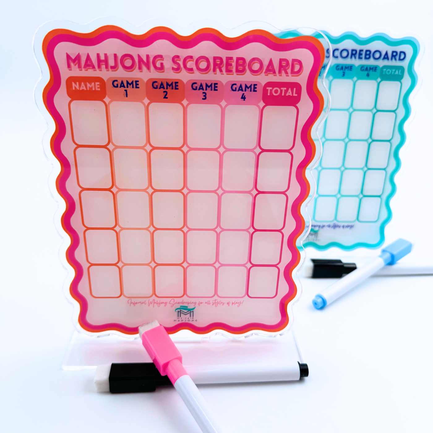 Mahjong Scoreboard (2 color combos) | Scalloped Dry Erase Board with Stand & Markers - Premium Mahjong from My Fair Mahjong - Just $30! Shop now at Pat's Monograms