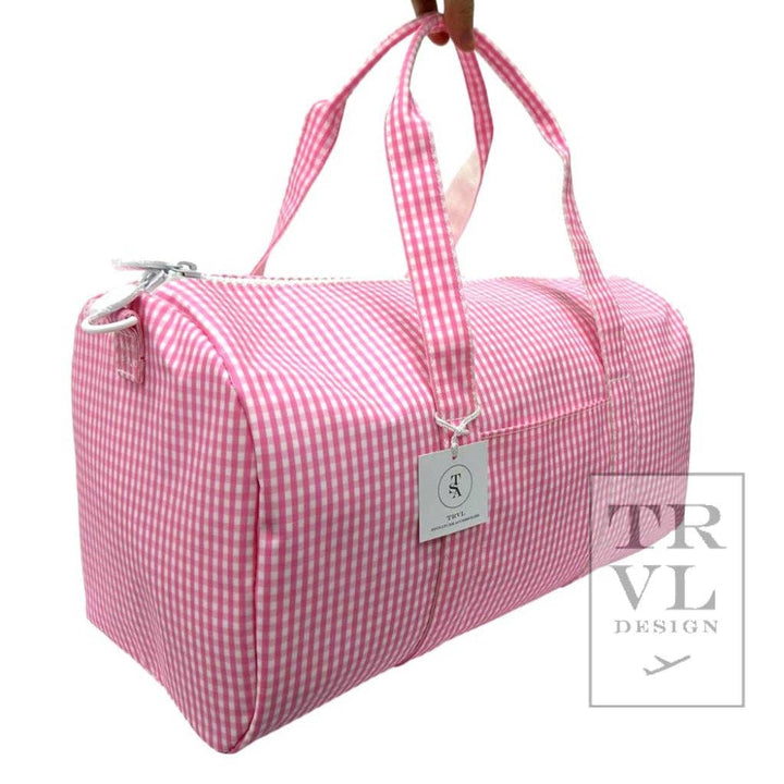 Weekender - Gingham Pink Duffel Bag - Premium  from TRVL Design - Just $84.95! Shop now at Pat's Monograms