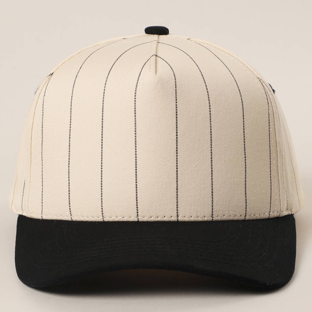 Two-Tone Pinstripe Canvas Trucker Hat - Premium  from Fashion City - Just $15! Shop now at Pat's Monograms