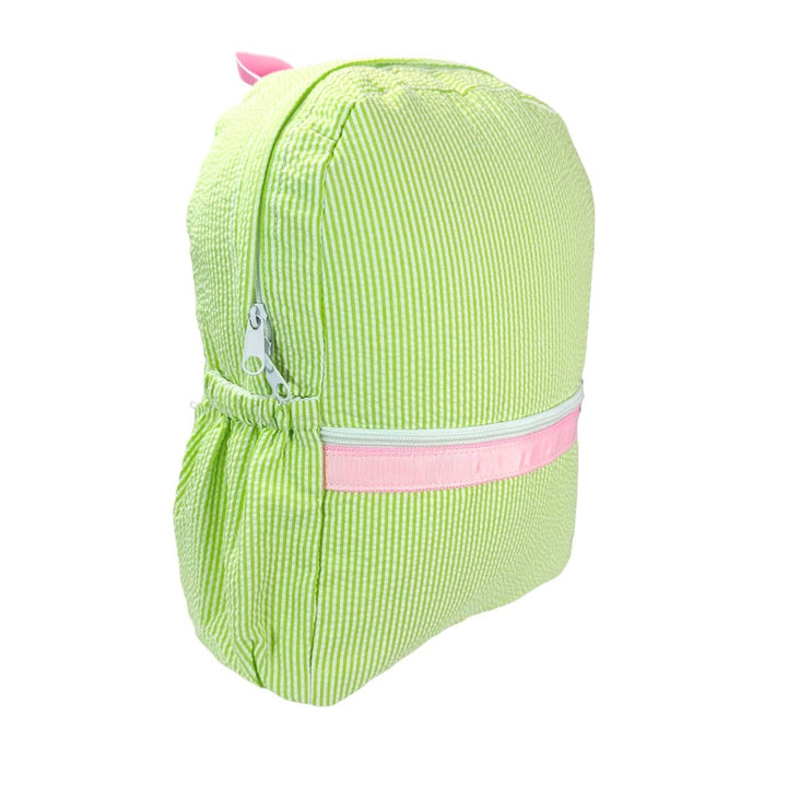 Sweet Pea Seersucker Medium Backpack w/ Pockets - Premium Backpack from Mint - Just $35! Shop now at Pat's Monograms