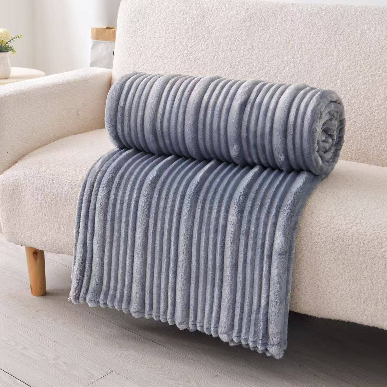 Ultra Soft Ribbed Blanket - Plush Flannel Throw - Premium blankets from FLUFFERY - Just $21.95! Shop now at Pat's Monograms