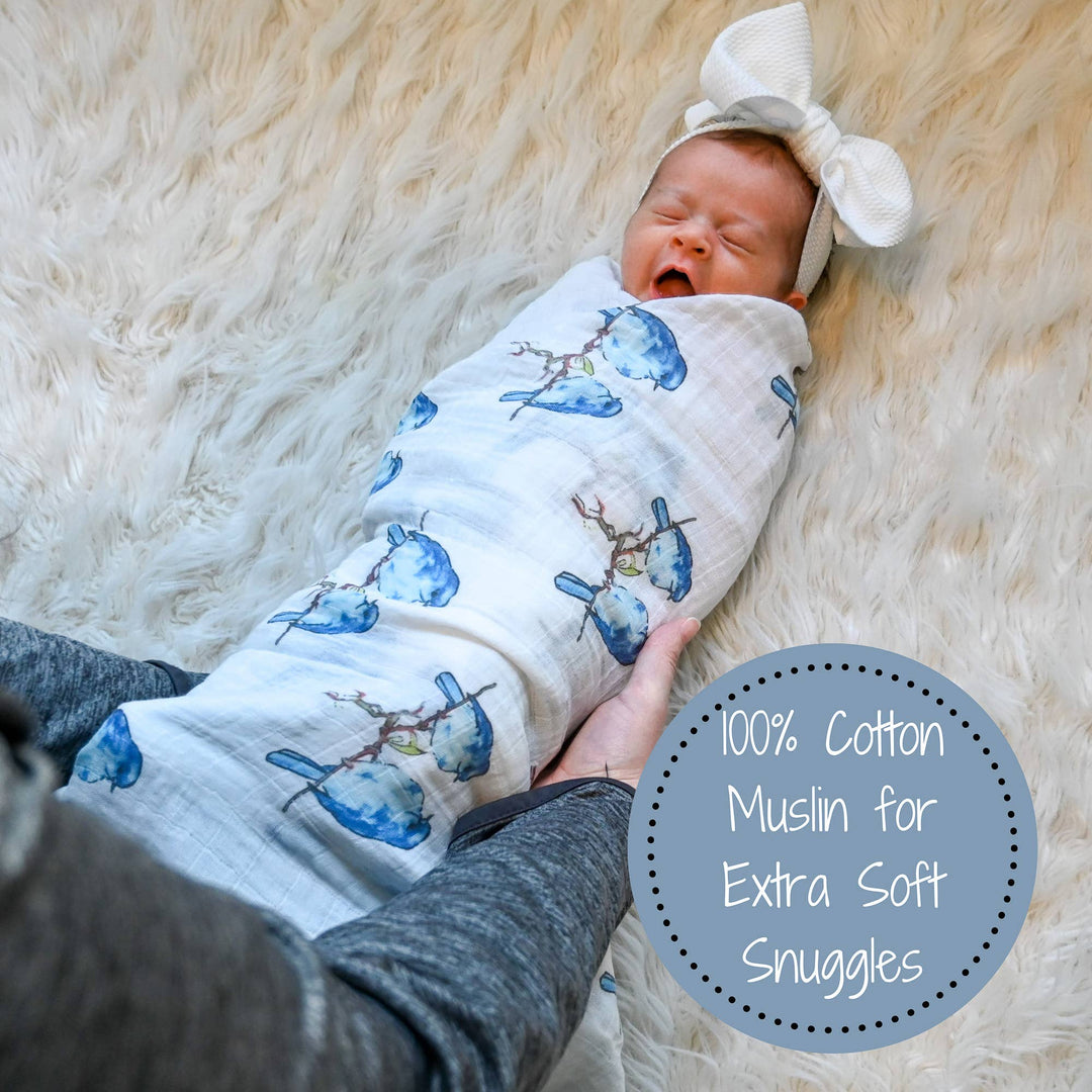 Bluebird Of Happiness Baby Swaddle Blanket - Premium Swaddle from LollyBanks - Just $19.95! Shop now at Pat's Monograms