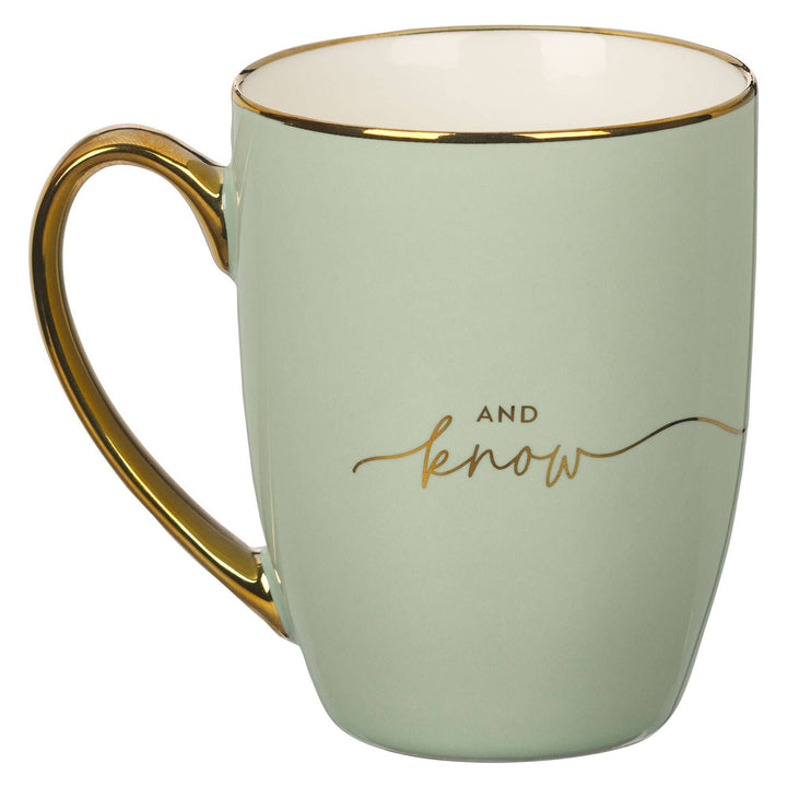 Mug Mint/Cream Be Still & Know - Premium Christian Gift Items from Christian Art Gifts - Just $10.95! Shop now at Pat's Monograms