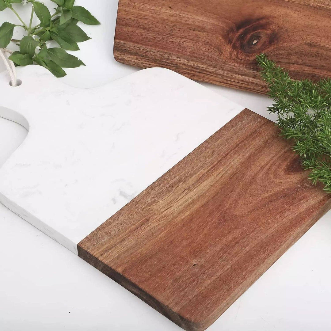 Natural Acacia Wood And Marble Chopping Board - Premium Cutting Boards from SINT - Just $28.95! Shop now at Pat's Monograms