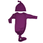 Knotted Newborn Baby Gown Plum Purple - Premium baby and Toddler Outfits from Three Little Tots - Just $26.95! Shop now at Pat's Monograms