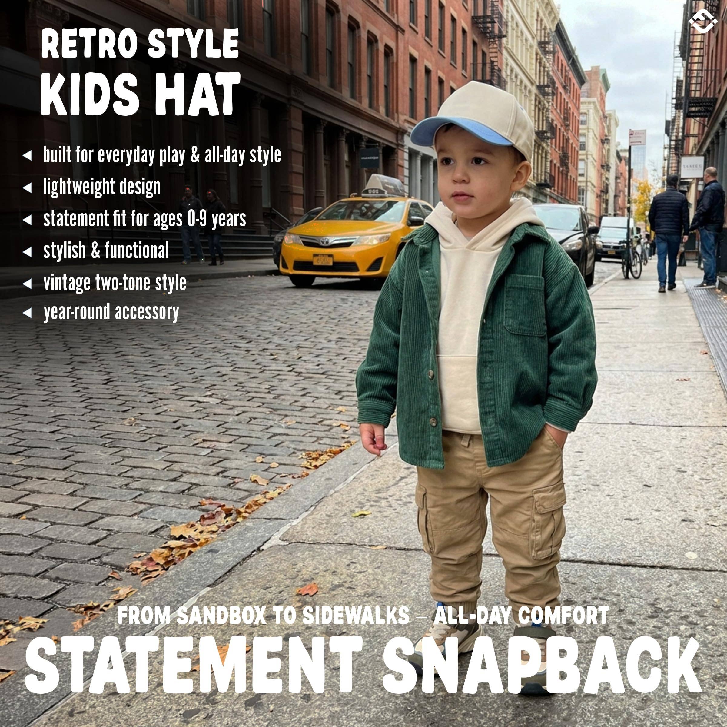 Kids Two Tone Vintage Cap - Light Blue/Beige - Premium Trucker Cap from Funky Junque - Just $15.95! Shop now at Pat's Monograms