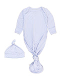 SoftSnooze™ Baby Boys Bamboo Viscose Periwinkle & White Micro Stripe Knotted Sleep Gown & Hat Set - Premium Baby Sleepwear from RuffleButts + RuggedButts - Just $42.95! Shop now at Pat's Monograms