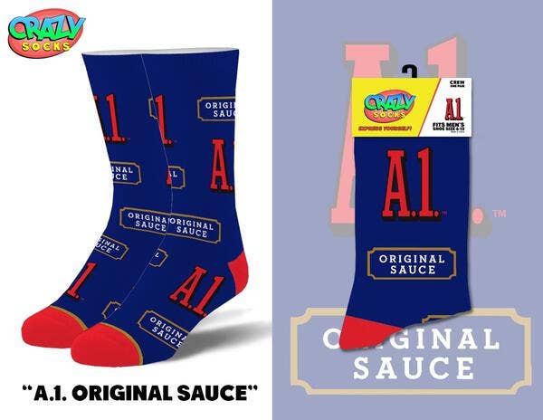 A1 Steak Sauce - Premium socks from Crazy Socks - Just $8! Shop now at Pat's Monograms