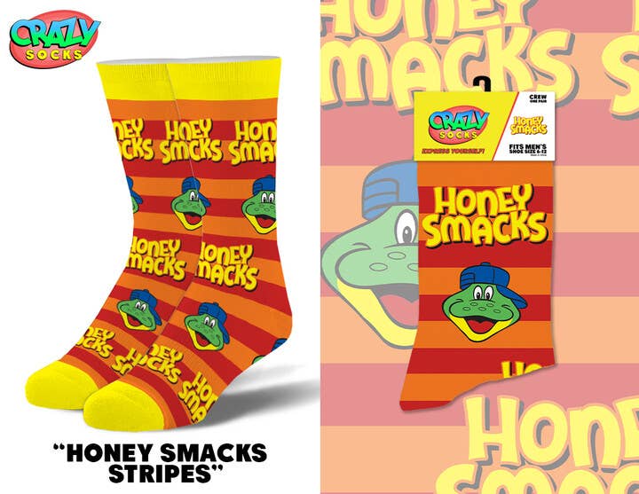 Honey Smacks - Mens Crew Folded - Premium socks from Crazy Socks - Just $8! Shop now at Pat's Monograms