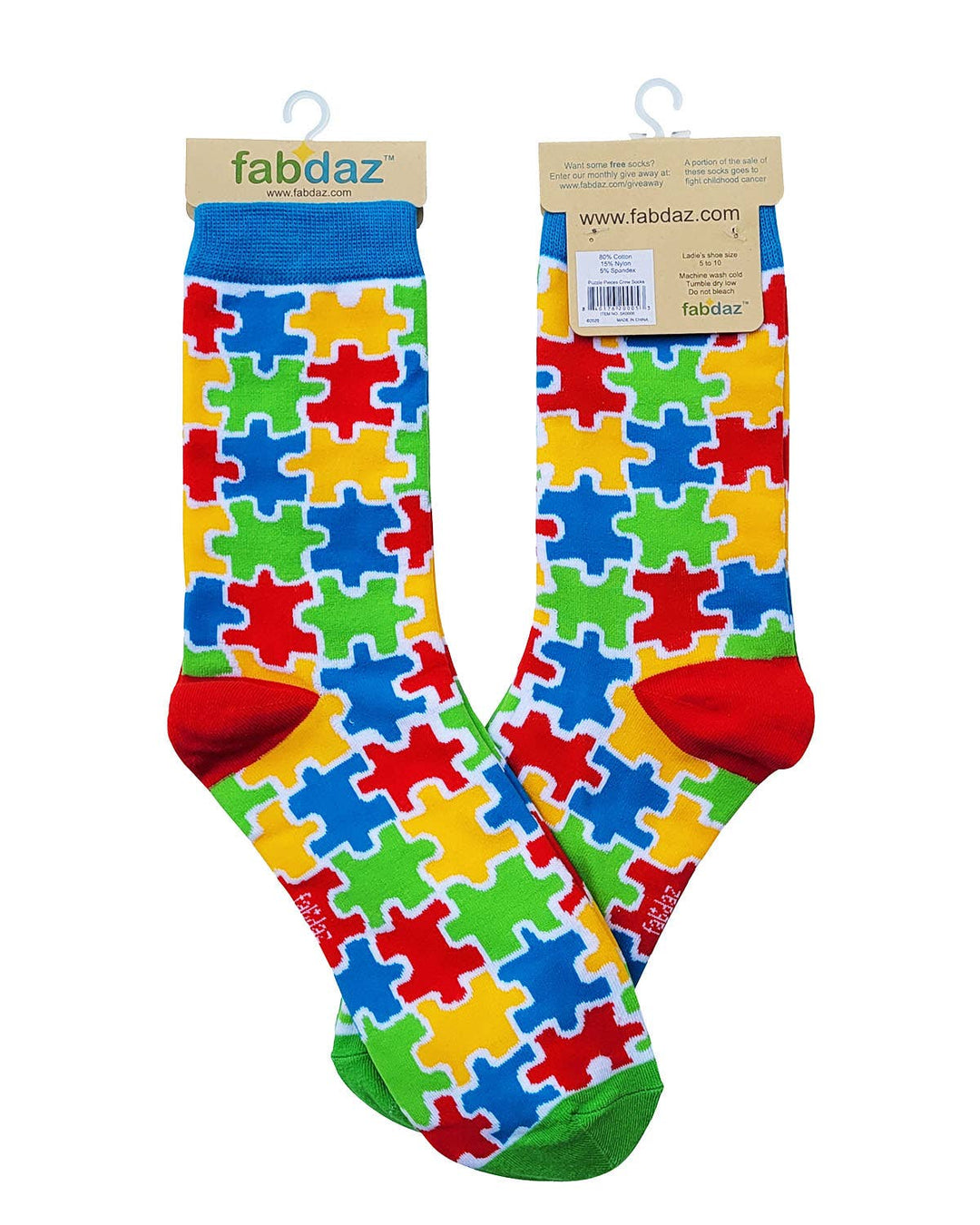 Colorful Autism Awareness Puzzle Pieces Women's Crew Socks - Premium socks from Fabdaz - Just $12.95! Shop now at Pat's Monograms