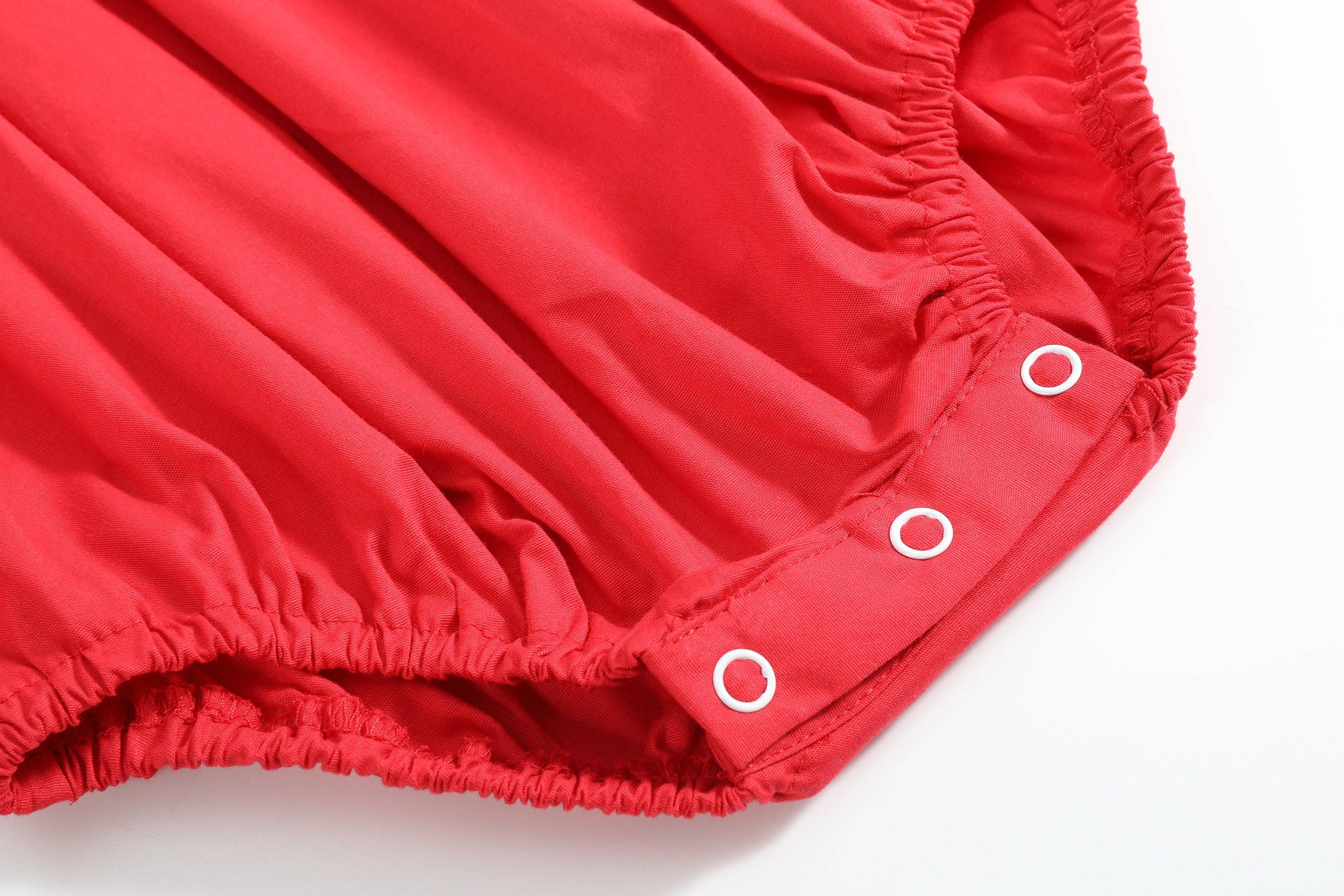 Red Santa Smocked Ruffle Romper - Premium Baby & Toddler Outfits from Lil Cactus - Just $37.95! Shop now at Pat's Monograms