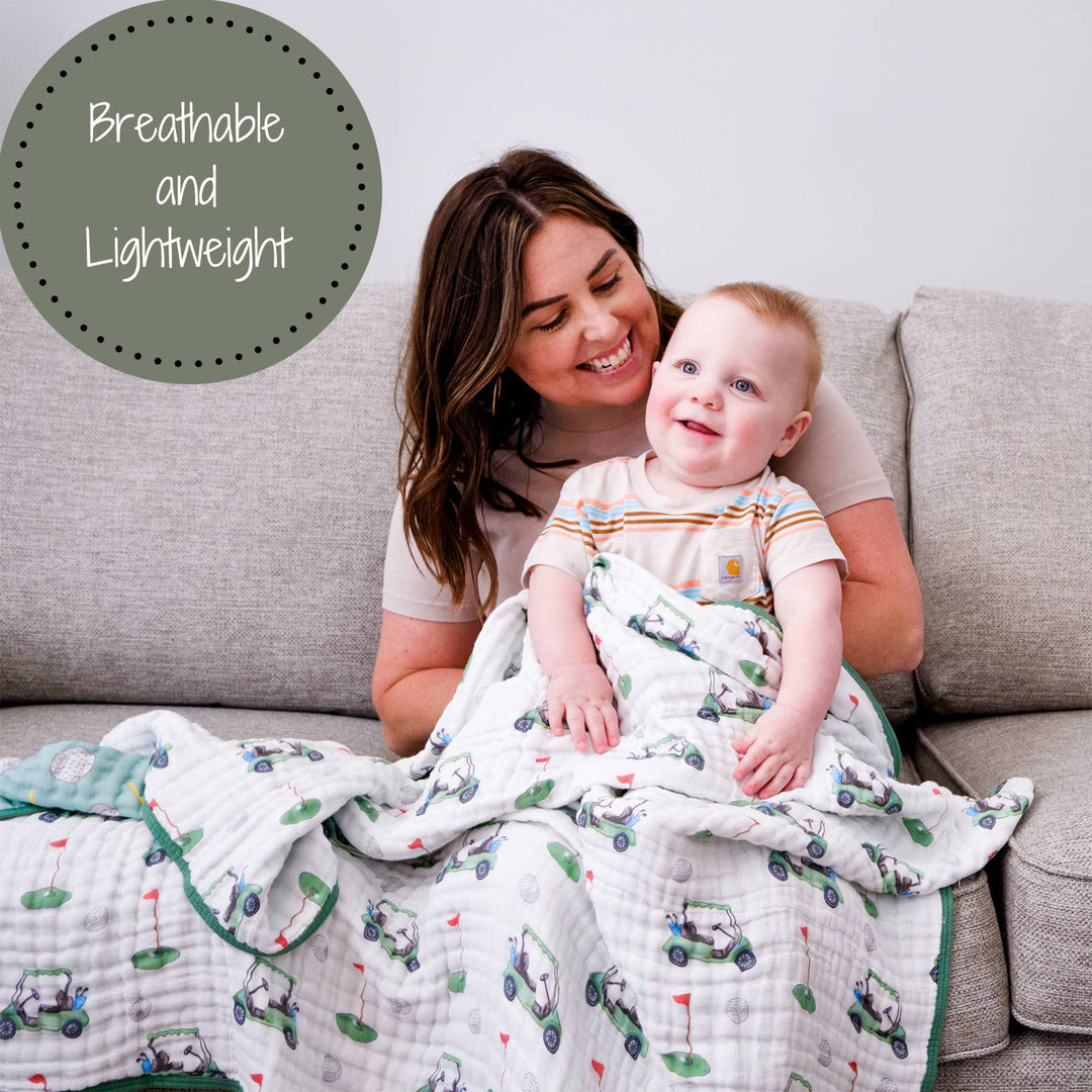 Golf A Round Sports Theme Baby Toddler Muslin Blanket - Premium Baby Blanket from LollyBanks - Just $29.95! Shop now at Pat's Monograms