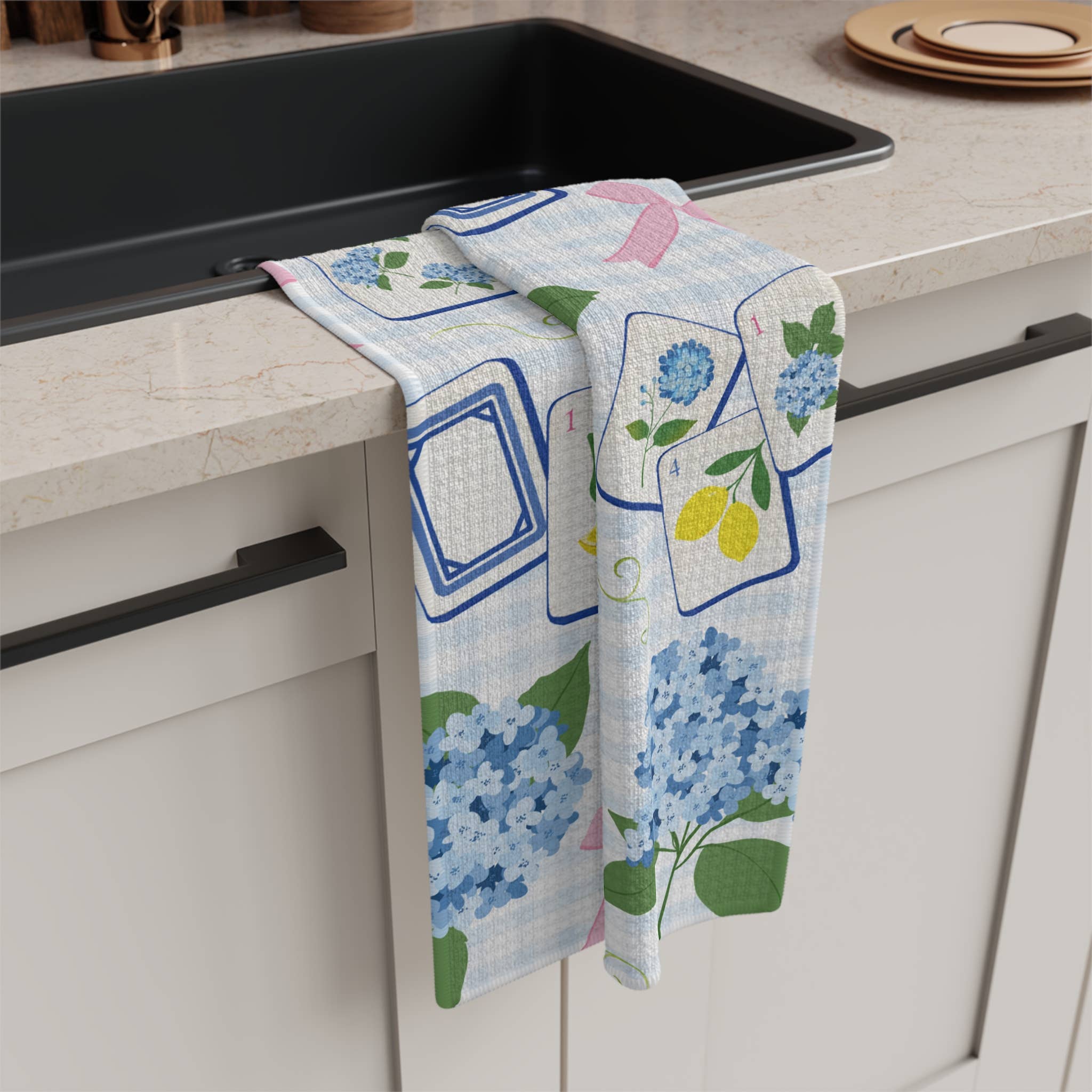 Mahjong Hydrangea Kitchen Towel Mahj - Premium Kitchen Towel from Canary Road - Just $15.95! Shop now at Pat's Monograms