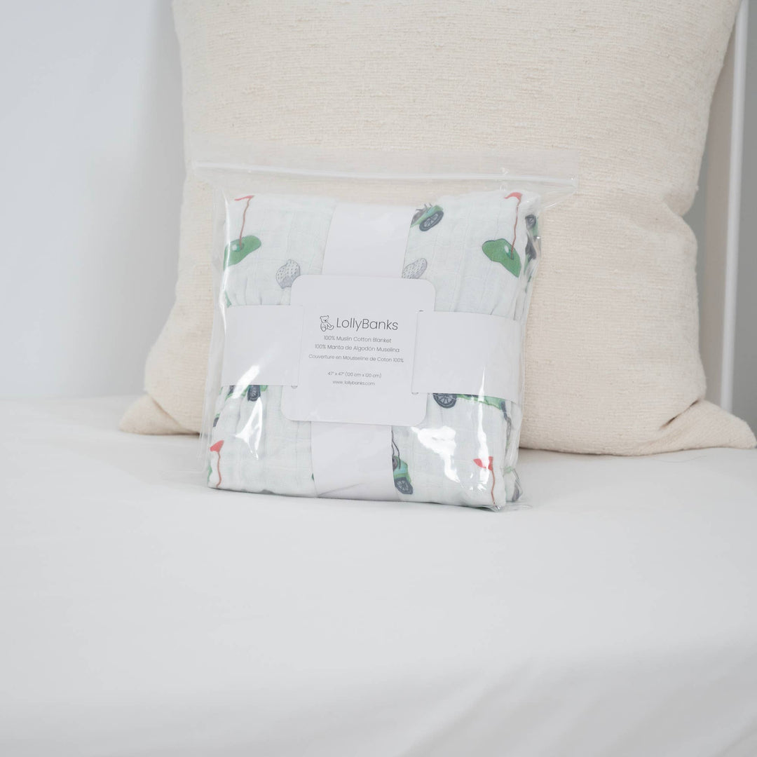 Golf A Round Sports Theme Baby Toddler Muslin Blanket - Premium Baby Blanket from LollyBanks - Just $29.95! Shop now at Pat's Monograms