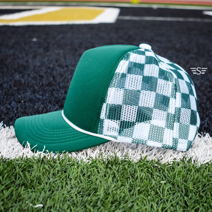 Checkered Mesh Back Foam Trucker Cap - Premium Trucker Cap from Flying S Company - Just $16.99! Shop now at Pat's Monograms