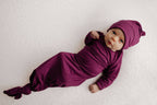 Knotted Newborn Baby Gown Plum Purple - Premium baby and Toddler Outfits from Three Little Tots - Just $26.95! Shop now at Pat's Monograms