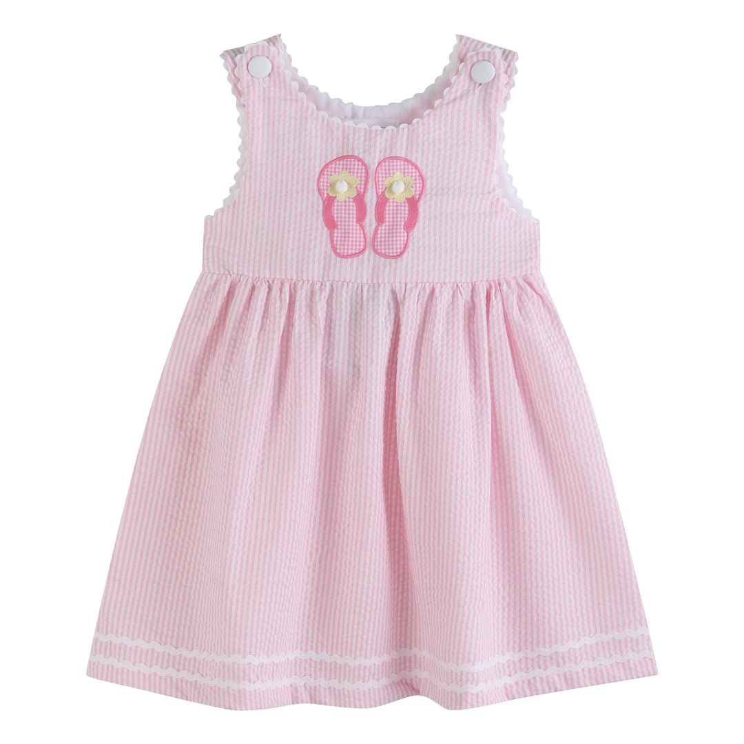 Buy Pink Seersucker Pom Pom Flipflops Dress by Lil Cactus – Pat's