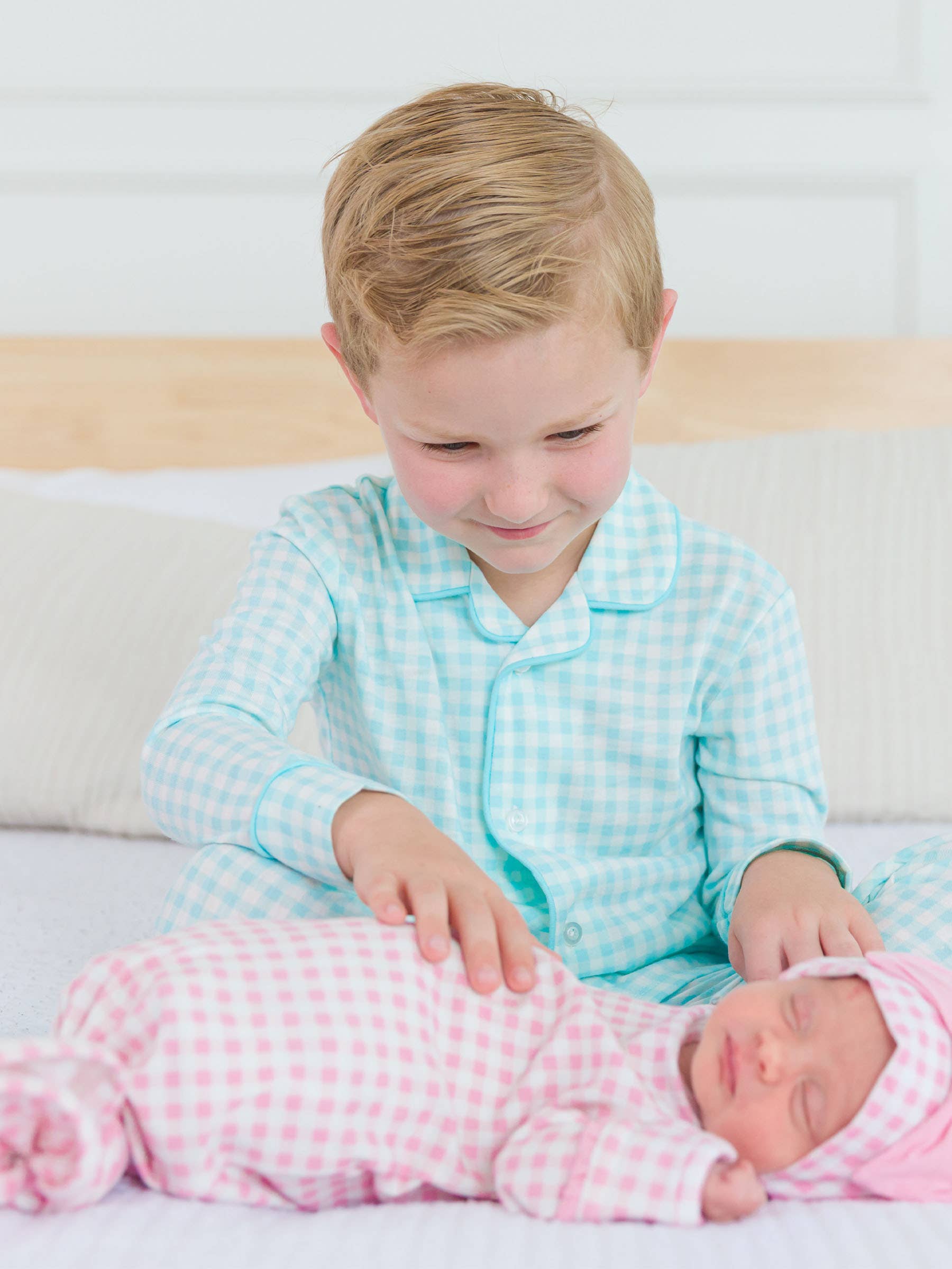 SoftSnooze™ Baby Girls Cotton Modal Pink Gingham Ruffle Knotted Sleep Gown & Bow Hat Set - Premium Baby Sleepwear from RuffleButts + RuggedButts - Just $42.95! Shop now at Pat's Monograms