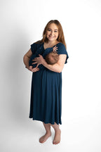 Navy Blue Maternity Mommy Labor and Delivery/ Nursing Gown - Premium nursing & Feeding from Three Little Tots - Just $36.95! Shop now at Pat's Monograms