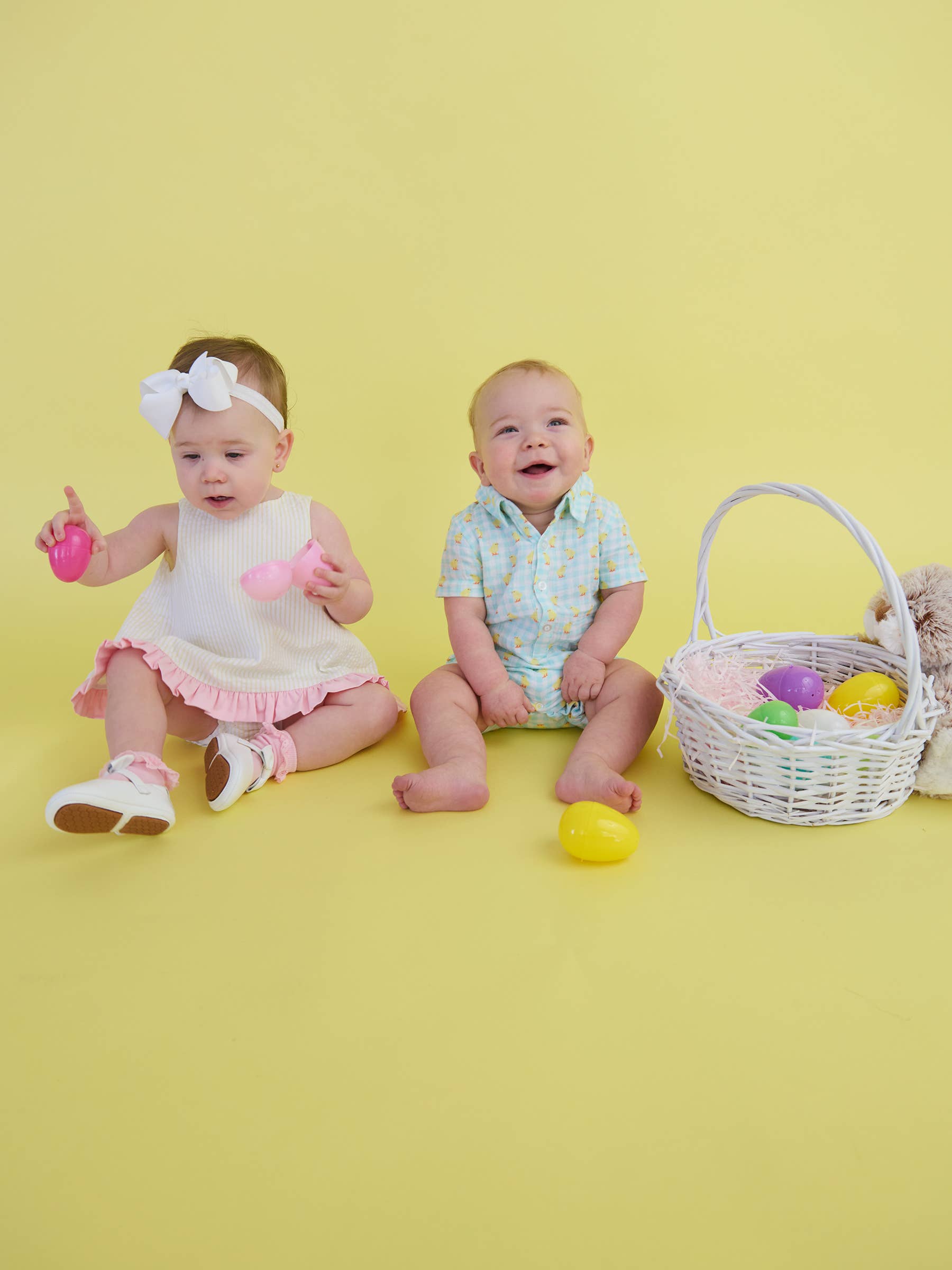Baby Boys Chirping Chicks Gingham Cotton Gauze Button-Up Romper - Premium Baby & Toddler Outfits from RuffleButts + RuggedButts - Just $42.95! Shop now at Pat's Monograms