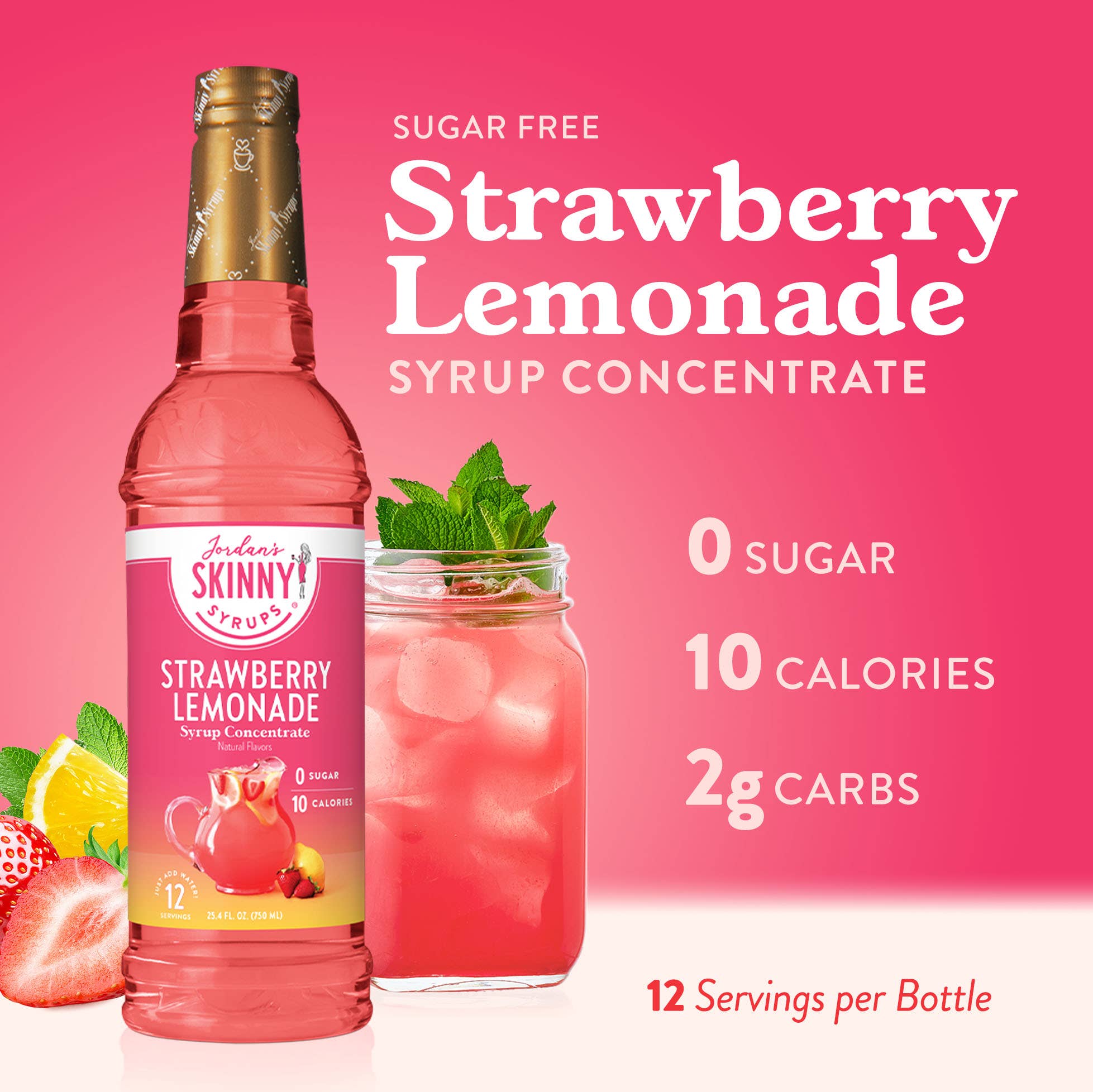 Strawberry Pink Lemonade Syrup Concentrate - Premium drink mix from Jordan's Skinny Mixes - Just $9.59! Shop now at Pat's Monograms
