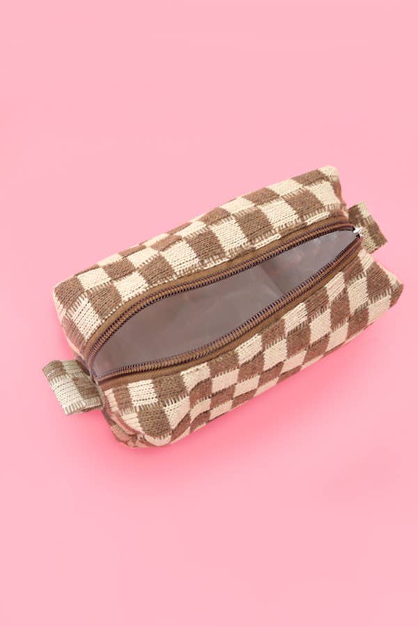 CHECKER MAKEUP COSMETIC POUCH BAG - Premium Cosmetic Bag from JOSSLYN by Wall to Wall - Just $7.45! Shop now at Pat's Monograms