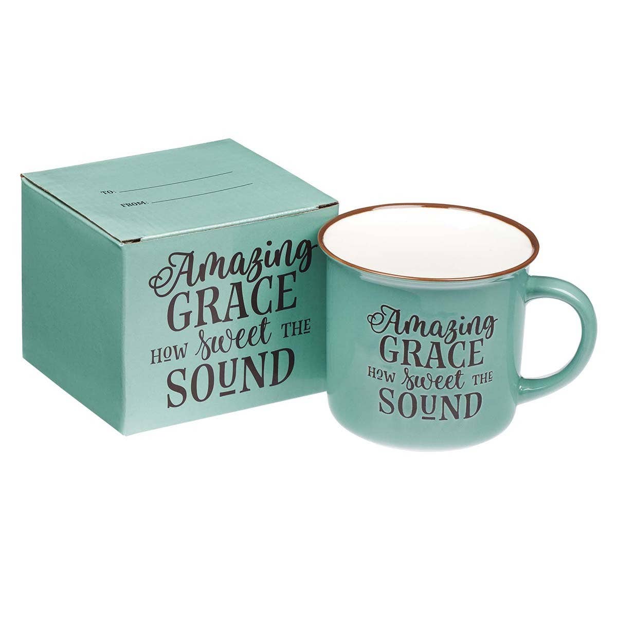 Amazing Grace Green Camp-style Coffee Mug - Premium gift item from Christian Art Gifts - Just $12.95! Shop now at Pat's Monograms