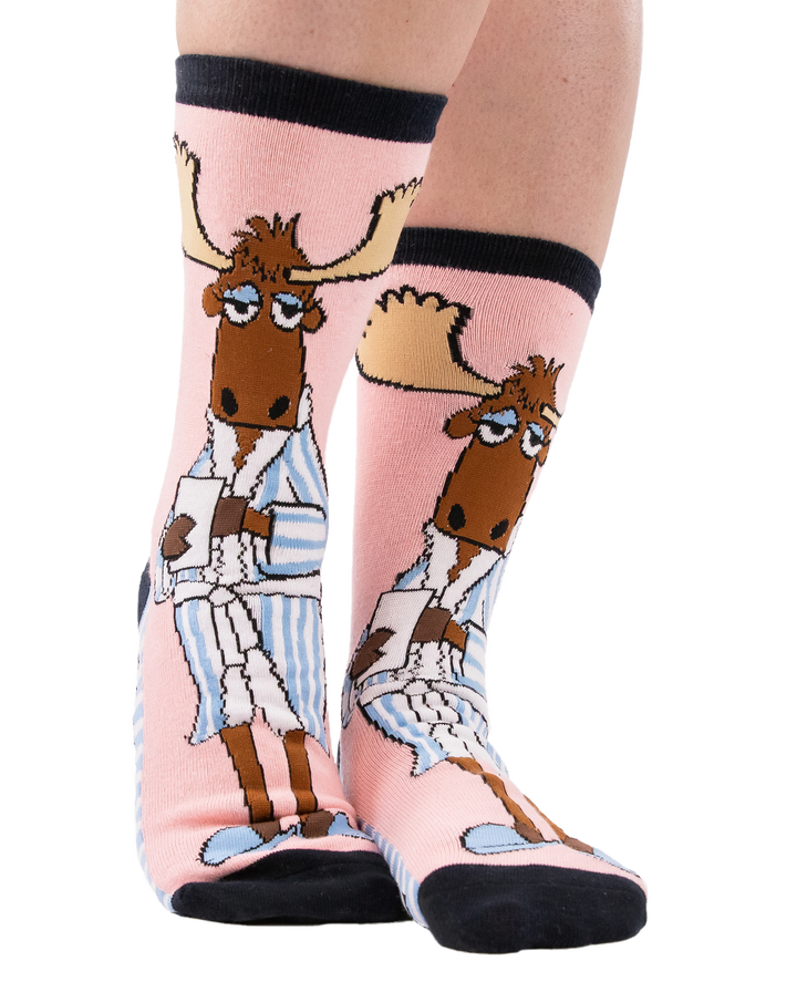 Moose Don't do Mornings Crew Sock One Size - Premium socks from Lazy One - Just $9.95! Shop now at Pat's Monograms