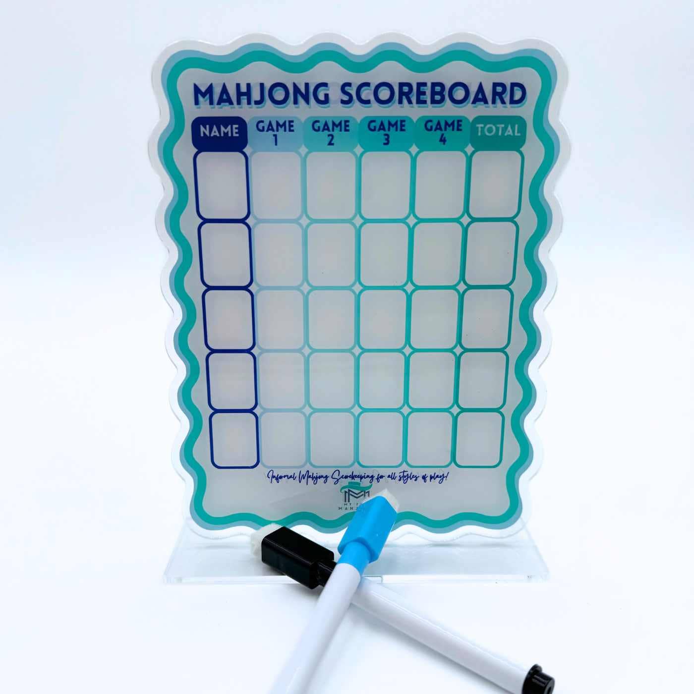 Mahjong Scoreboard (2 color combos) | Scalloped Dry Erase Board with Stand & Markers - Premium Mahjong from My Fair Mahjong - Just $30! Shop now at Pat's Monograms
