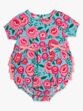Baby Girls Bright Blossoms Knit Short Sleeve Bow Bubble Romper - Premium Baby & Toddler Outfits from RuffleButts + RuggedButts - Just $42.95! Shop now at Pat's Monograms