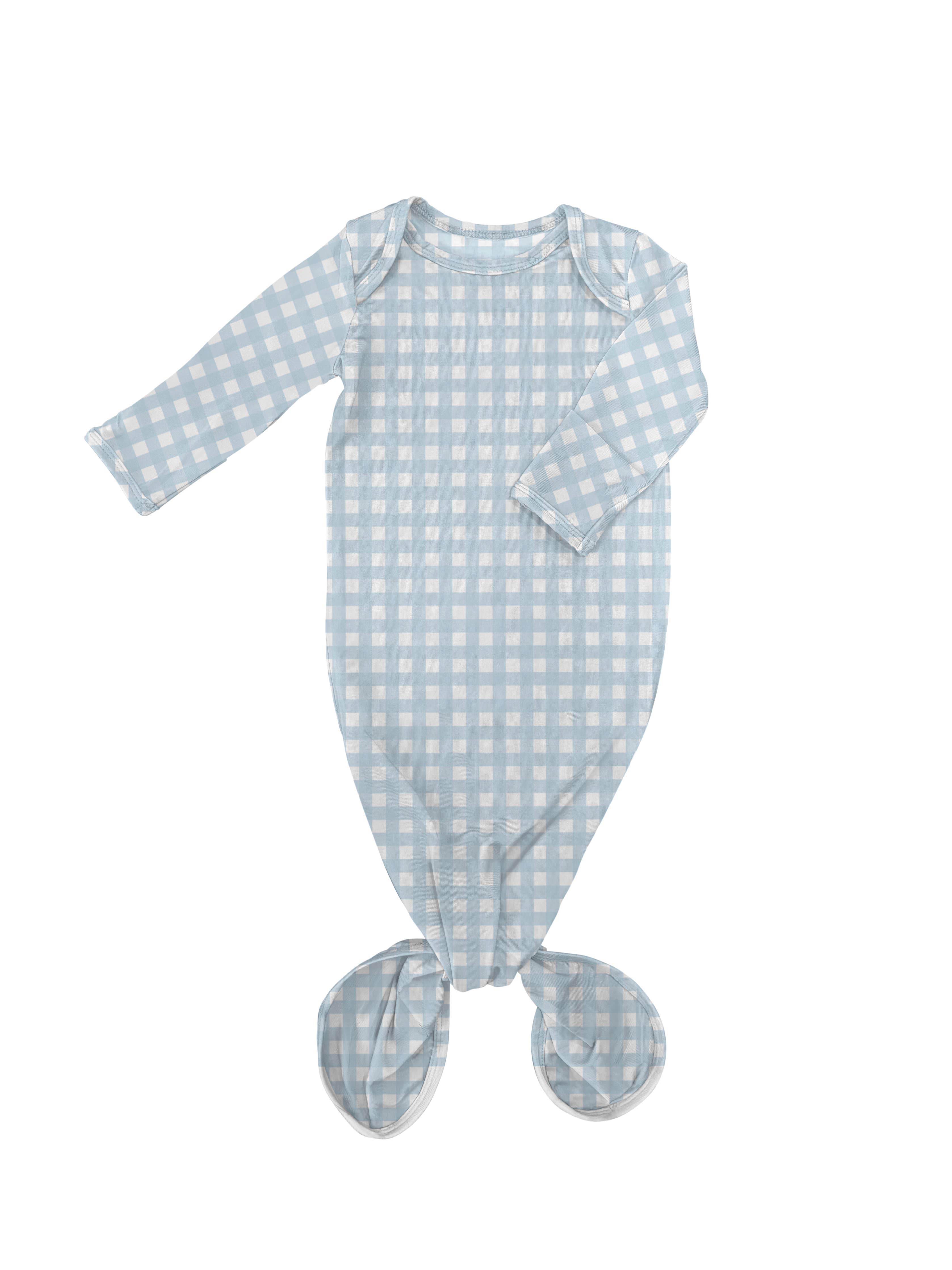 Knotted Infant Gown - Blue Gingham - Premium Baby Sleepwear from Goosies - Just $29.95! Shop now at Pat's Monograms