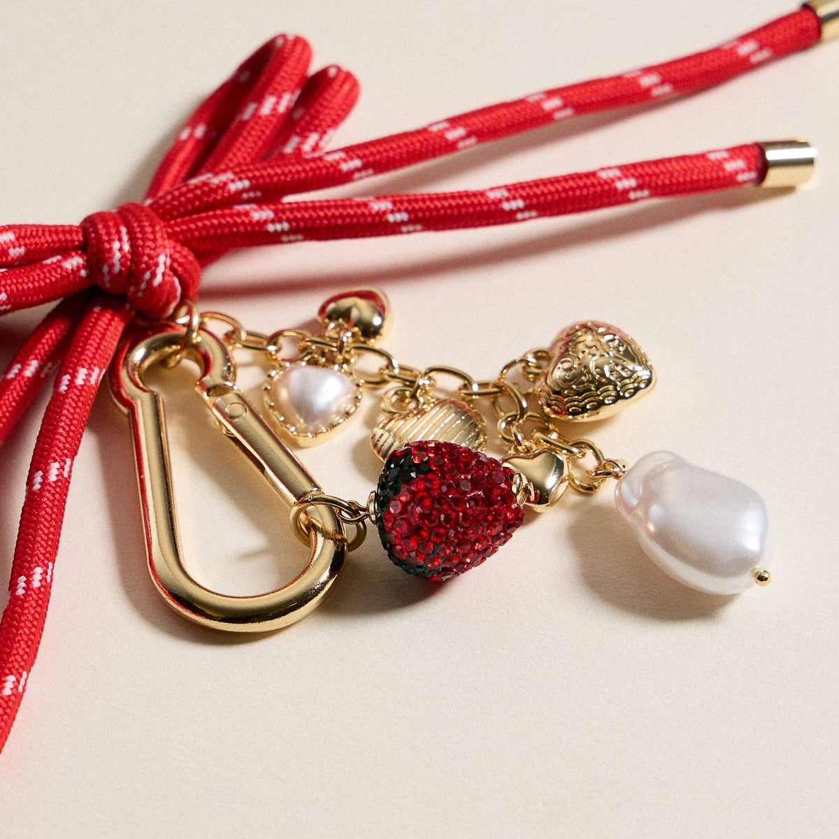 Strawberry Heart Charm Keychain & Bag Charm | Enamel Detailing and Bow Accent — Frem