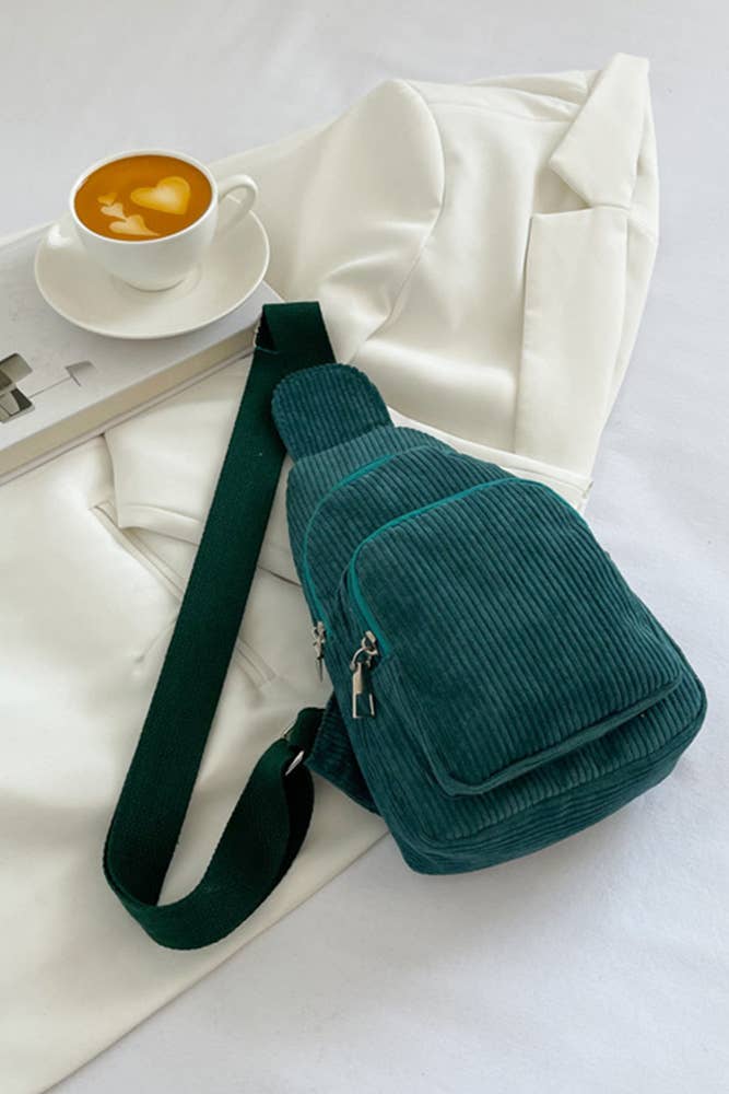 Corduroy Zipper Sling Bag - Premium Bags and Totes from UNISHE - Just $16.95! Shop now at Pat's Monograms