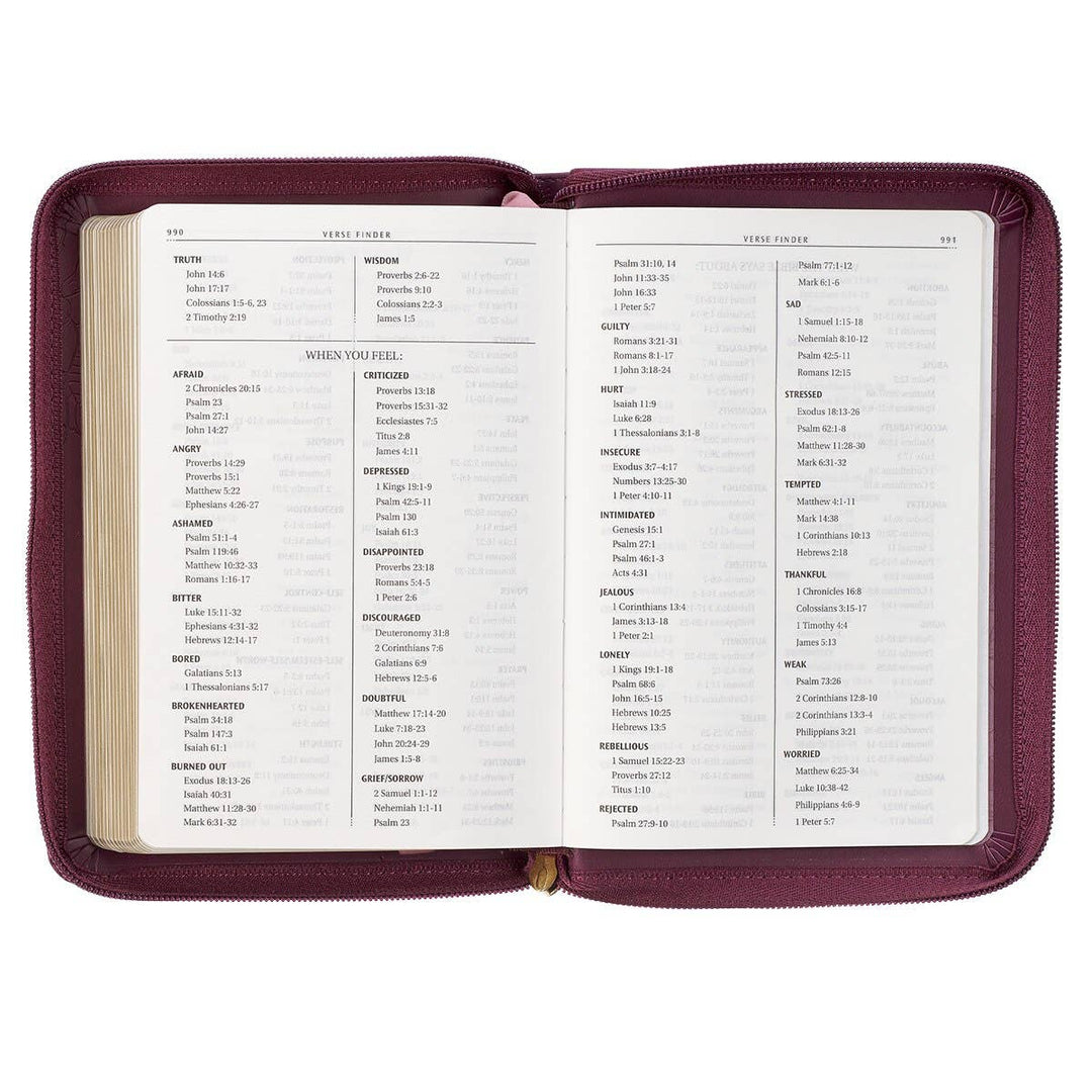 KJV Bible Compact Faux Leather, Merlot w/zipper - Premium Bible from Christian Art Gifts - Just $24.99! Shop now at Pat's Monograms
