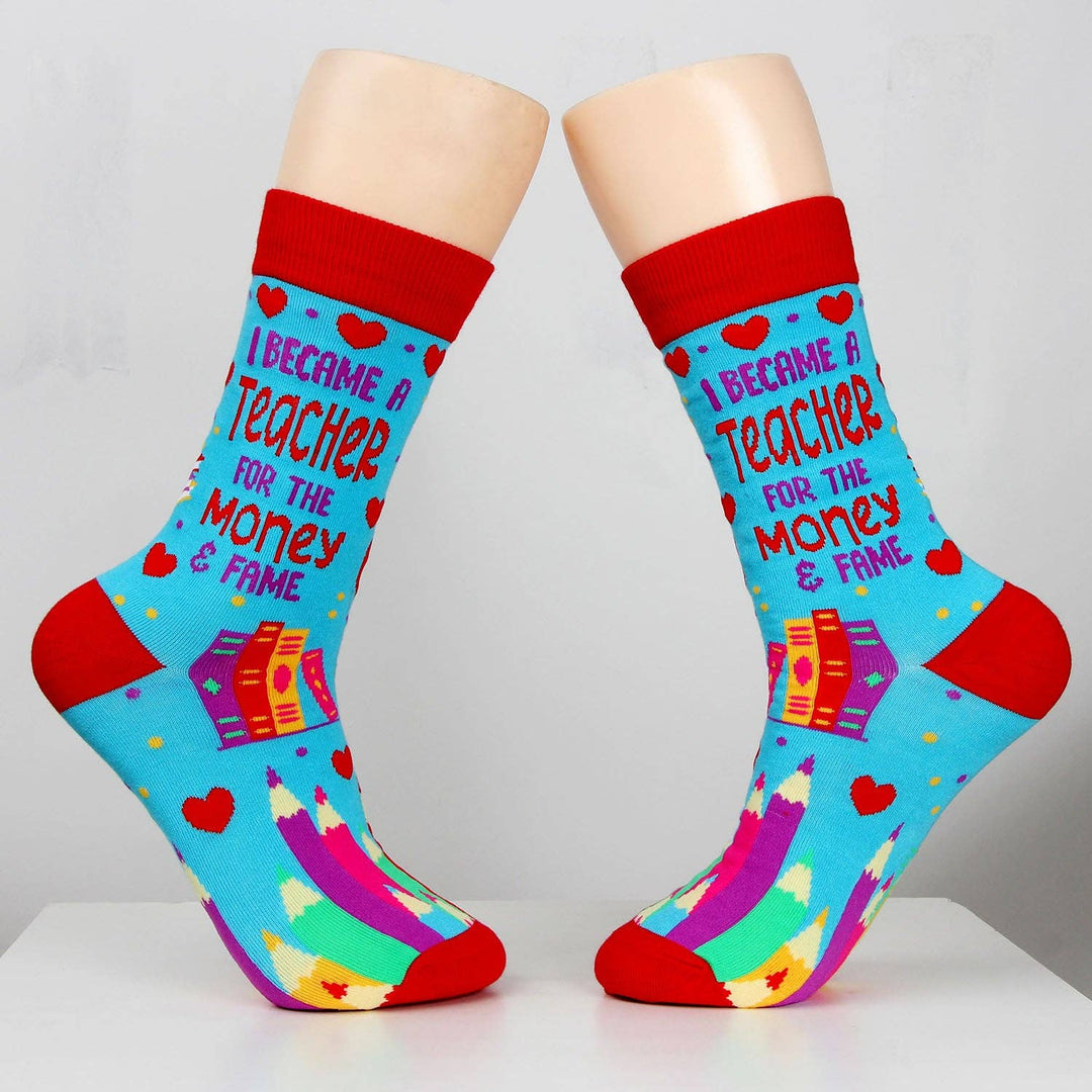 I Became a Teacher For The Money and Fame Women's Novelty Crew Socks - Premium Socks from Fabdaz - Just $11.95! Shop now at Pat's Monograms