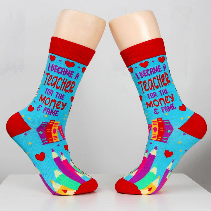 I Became a Teacher For The Money and Fame Women's Novelty Crew Socks - Premium Socks from Fabdaz - Just $11.95! Shop now at Pat's Monograms